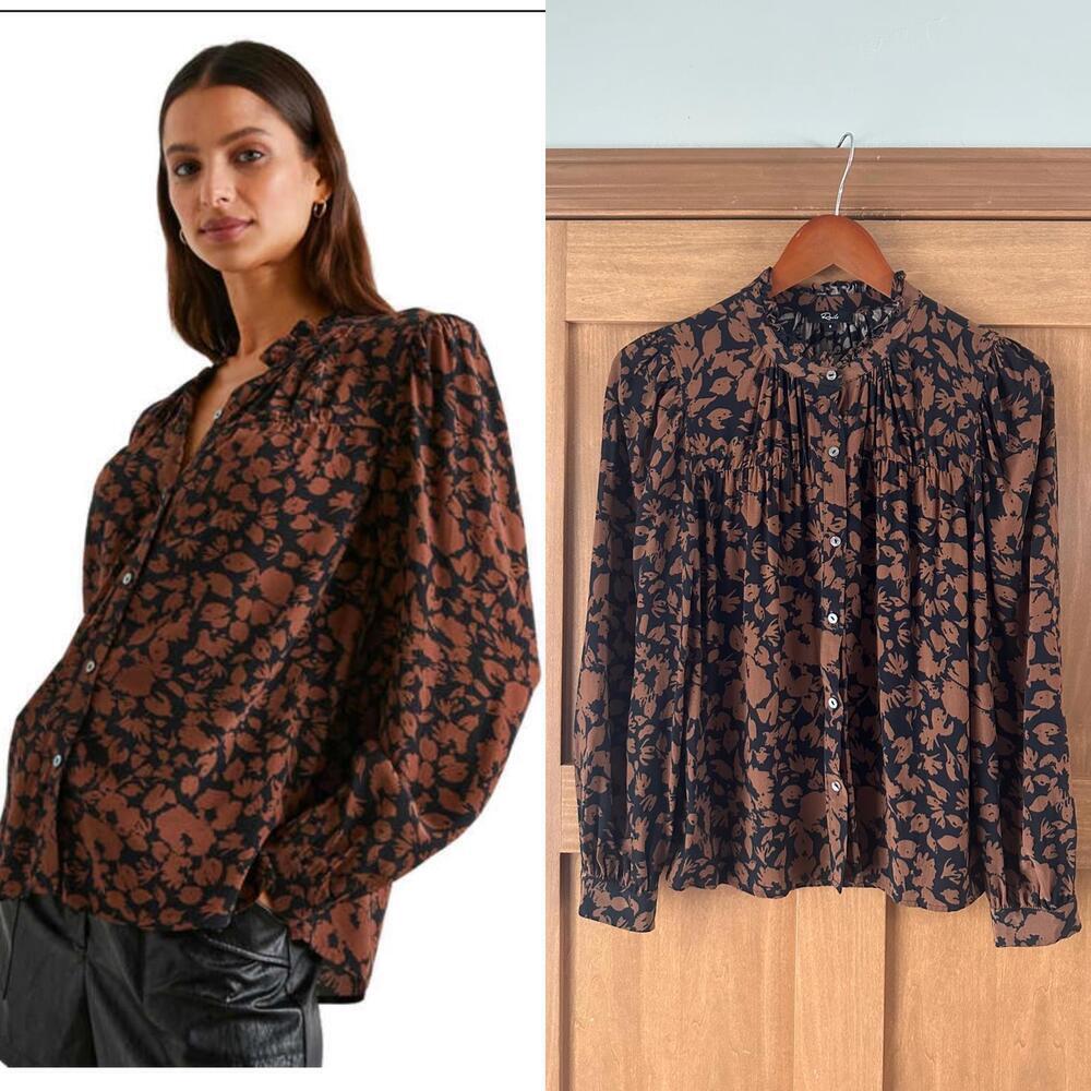 Rails Camille Floral Shirt In Garden Silhouette Brown & Black Women’s size Small